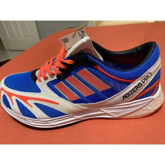 ADIDAS ADIZERO PRO DNA BLUE  NEON PINK WHITE SILVER MEN'S SIZE 6.5 RUNNING SHOES - Picture 2 of 12